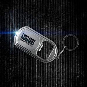 Keychain bottle opener with flashlight